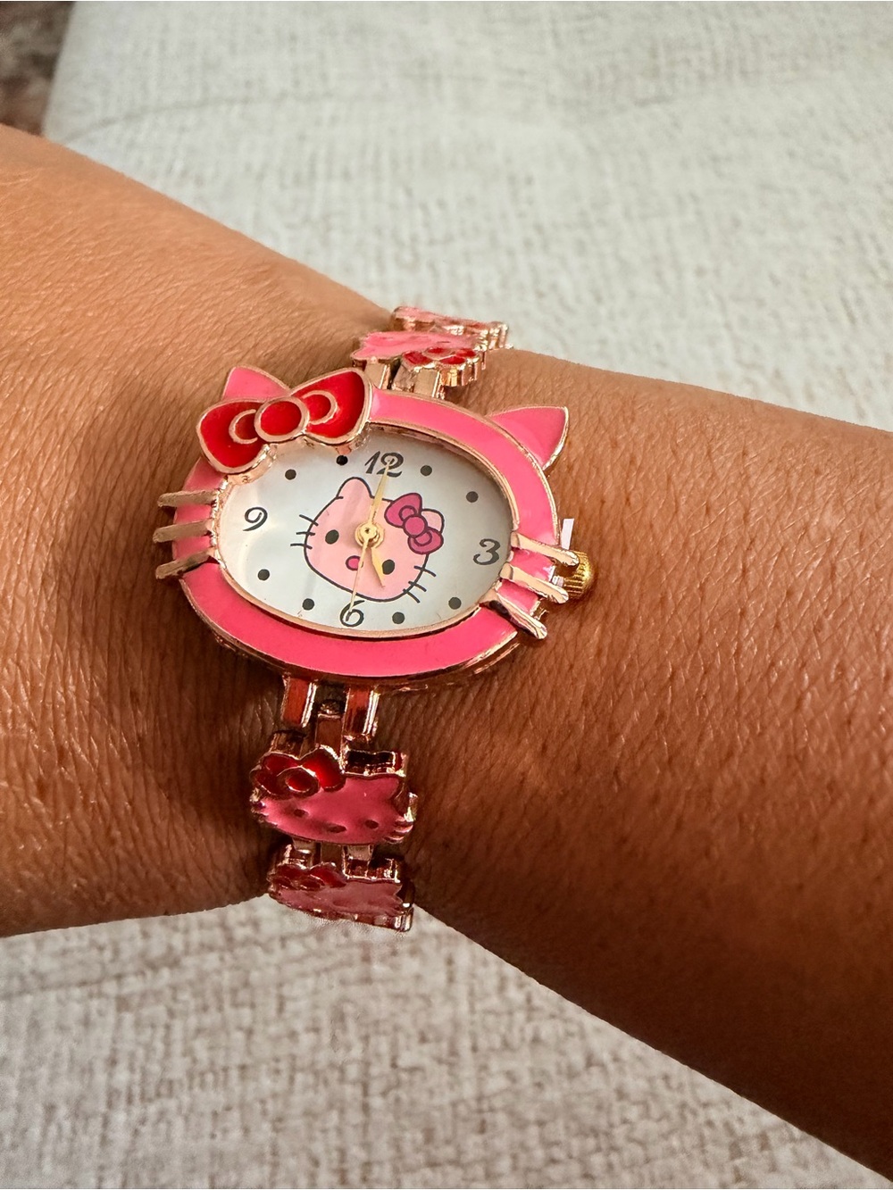 Hello Kitty Inspired Pink Cat Face Bracelet Watch